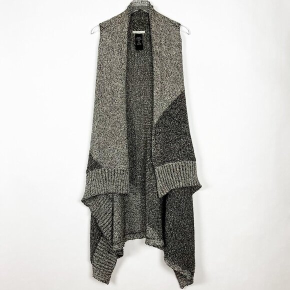 Alice + Olivia Sweater Vest Women's M Black Grey Marled Nessa Long Mixed Knit - Picture 14 of 15